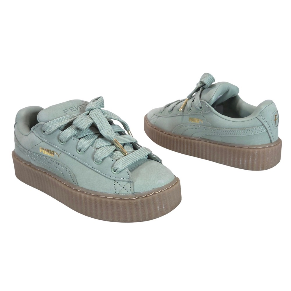 Puma Fenty Rihanna Creeper Suede Platform Sneakers 5.5/ EU 37.5 Sage Green Retro